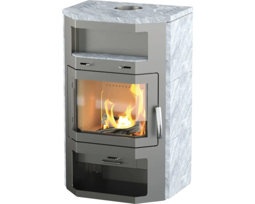 Șemineu cu geam și foc de lemne