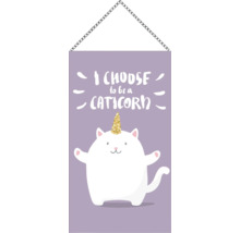 Textil decorativ cu lanț și motiv pisică unicorn