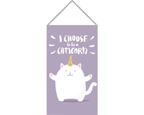 Textil decorativ cu lanț și motiv pisică unicorn