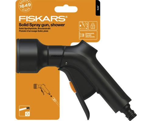 Pistol de pulverizare Fiskars Solid cu jet tip duș în ambalaj
