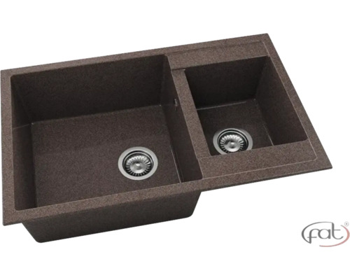 Chiuvetă bucătărie granixit 2 cuve FAT Avangard 233 49x80 cm fără picurător Nutshell reversibilă Chiuvetă cu două cuve