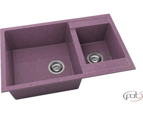Chiuvetă bucătărie granixit 2 cuve FAT Avangard 233 49x80 cm fără picurător Violet reversibilă Chiuvetă dublă din granit cu două cuve