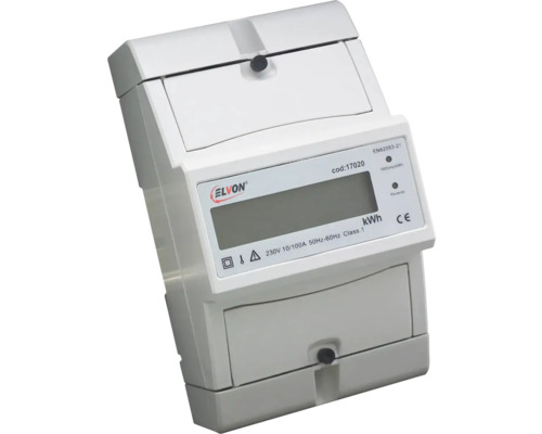 Contor electric digital monofazat Elvon 10(100)A 230VAC, 4 module, pentru tablouri electrice cu șină DIN Contor electric Elvon pentru măsurarea consumului de energie