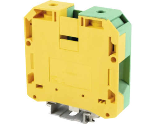 Bornă de trecere galbenă și verde pentru instalații electrice
