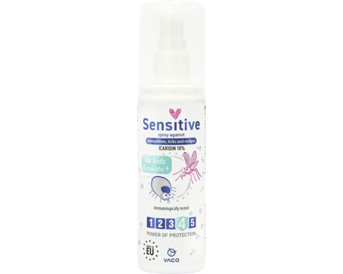 Spray împotriva insectelor pentru copii Vaco Sensitive 80 ml Spray sensibil pentru copii împotriva țânțarilor, căpușelor și a mușcăturilor cu icaridină 10%