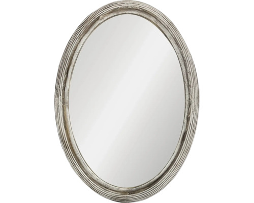 Oglindă perete ovală cu ramă din lemn gri 50x70 cm Oglindă ovală cu ramă din lemn