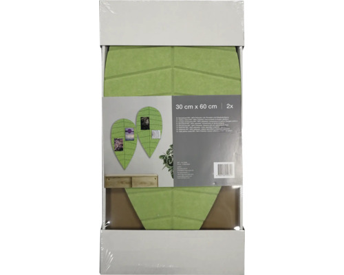 Unitate de ambalare cu două table memo în formă de frunză, fiecare de 30 x 60 cm, din poliester.