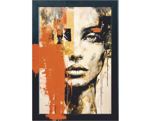 Portret abstract de femeie înramat ca decor de perete