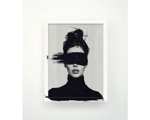 Tablou de perete înrămat cu femeie și pată de vopsea neagră