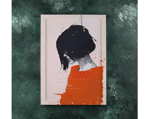 Imagine înrămată cu o femeie din profil