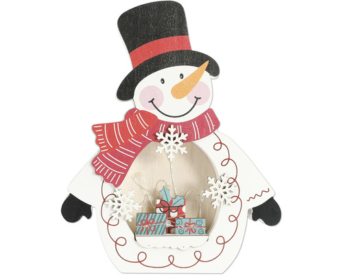 Om de zăpadă decorativ cu iluminare LED și cadouri pentru perioada Crăciunului