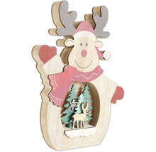 Rendier decorativ din lemn cu motive de Craciun