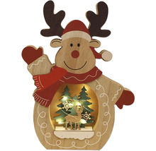 Reniu decorativ cu scenă de Crăciun și iluminare din lemn.