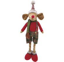 Decoratiune de Craciun jucarie de plus soarece cu palarie si fular