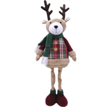 Figurină decorativă ren cu fular și top în carouri