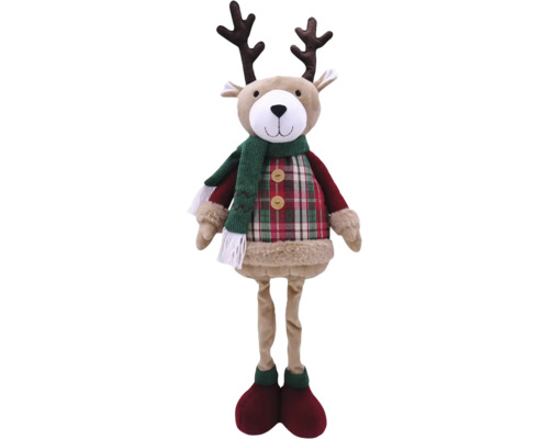 Figurină Ren Lafiora H 48 cm Figurină decorativă ren cu fular și top în carouri