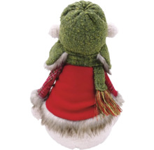 Figurină de Crăciun cu căciulă, eșarfă și rochie roșie