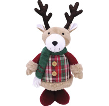 Ornament decorativ de Crăciun cu ren, cu coarne, fular și cămașă în carouri