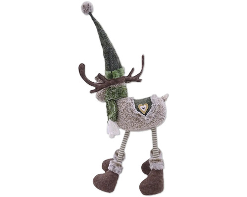 Ornament decorativ de Crăciun ren cu căciulă și fular