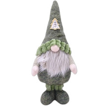 Gnom de grădină decorativ cu barbă și motiv de Crăciun