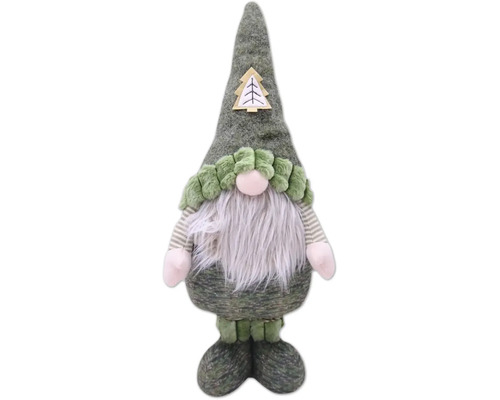 Gnom de grădină decorativ cu barbă și motiv de Crăciun