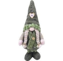 Figurină decorativă spiriduș de Crăciun cu aplicație inimă pe căciulă