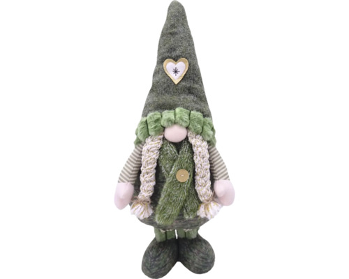 Figurină decorativă spiriduș de Crăciun cu aplicație inimă pe căciulă