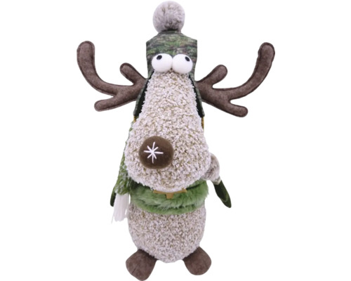 Figurină ren Lafiora H 32 cm Figurină decorativă ren cu căciulă și coarne