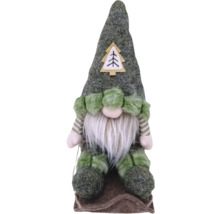 Gnom de Crăciun cu barbă și aplicație de brad pe căciulă