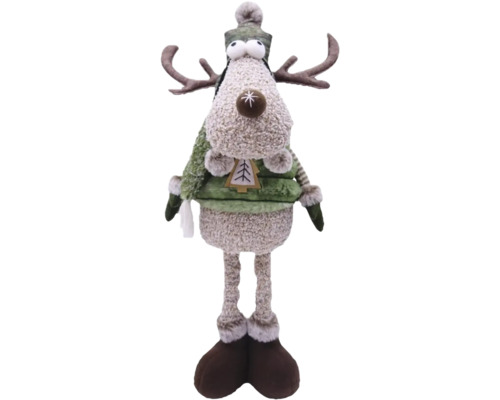 Figurină ren cu picioare telescopice Lafiora H 52 cm Figurină decorativă ren cu căciulă și coarne