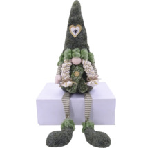 Gnom decorativ de Crăciun cu picioare dungate și inimă pe căciulă