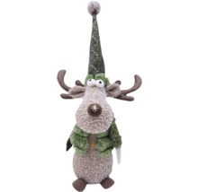 Rend pe bază de material textil decorativ cu căciulă și coarne pentru sezonul Crăciunului