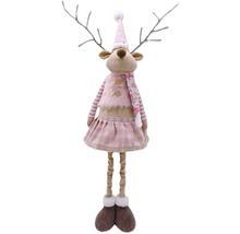 Renie decorativ cu căciulă, vestă și fustă pentru perioada Crăciunului