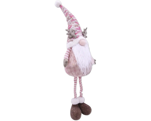 Figurină decorativă spiriduș de Crăciun cu căciulă și barbă în dungi