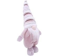 Gnom decorativ cu barbă și căciulă cu dungi ca decor de Crăciun