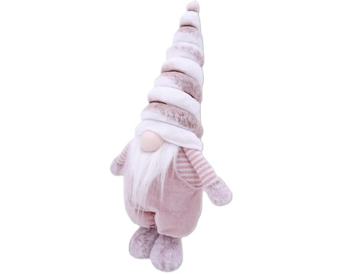 Gnom decorativ cu barba lunga si caciula in dungi