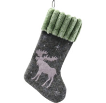 Ciorap de Crăciun cu motiv de elan și margine din imitație de blană