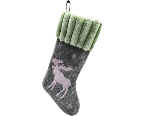 Ciorap decorativ de Crăciun cu motiv de elan și buclă de agățat