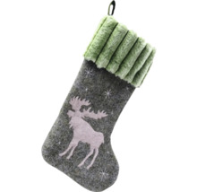 Ciorap de Crăciun cu motiv de elan și margine de pluș