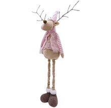 Figurină decorativă ren cu eșarfă, căciulă și coarne