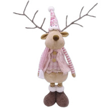 Figurină decorativă ren cu căciulă, fular și coarne ca decorațiune de Crăciun