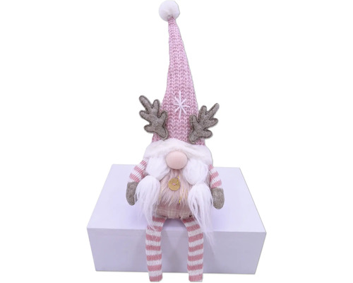 Figurină decorativă cu gnom, cu căciulă și coarne de ren, pentru perioada Crăciunului