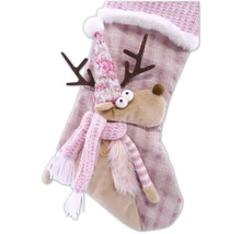 Ciorap de Crăciun cu aplicație ren și fular tricotat