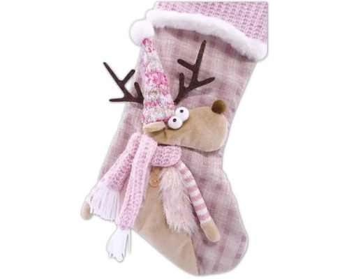 Ciorap de Crăciun cu aplicație ren și fular tricotat