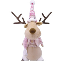 Reni decorativ cu coarne, căciulă și fular.