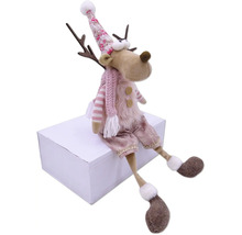 Figurină decorativă ren cu căciulă și fular de așezat