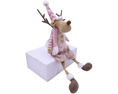 Figurină decorativă ren cu căciulă și fular de așezat