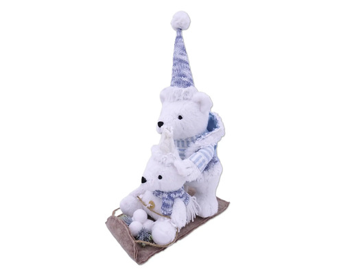 Figurină decorativă cu doi urși polari pe o sanie