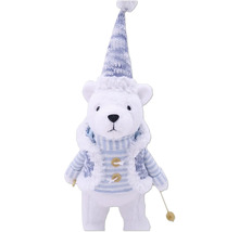 Figurină decorativă urs cu căciulă și cardigan