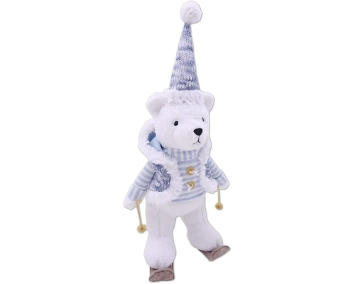 Urs polar decorativ cu căciulă și schiuri ca decorațiune de Crăciun